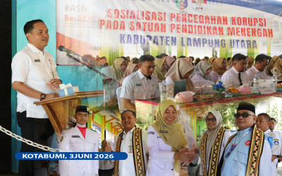 SMKN 3 Kotabumi Menjadi Tuan Rumah Sosialisasi Pencegahan Korupsi Tahun 2026 SMA/SMK se Lampung Utara